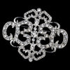 Antique Silver Clear Rhinestone Bridal Wedding Brooch 30732