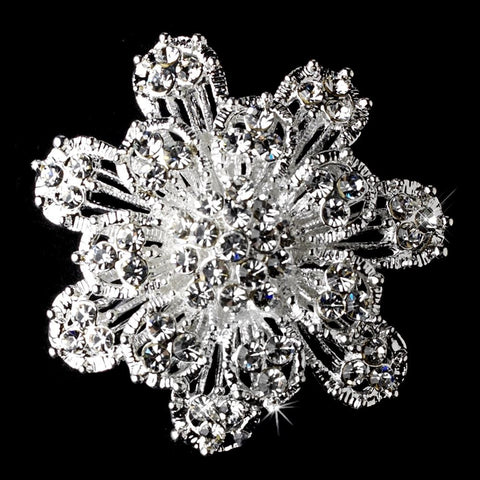 Silver Clear Rhinestone Bridal Wedding Brooch 3167