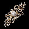 * Vintage Bronze Plated Clear Crystal Bridal Wedding Brooch 3268
