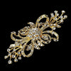 Vintage Gold Plated Clear Rhinestone Bridal Wedding Brooch 3268
