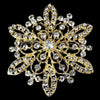 Gold Rhinestone Bridal Wedding Brooch 36