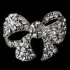 Antique Silver Clear Rhinestone Bow Pin Bridal Wedding Brooch 51