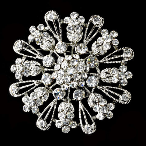 * Bridal Wedding Brooch 57 Antique Silver Clear