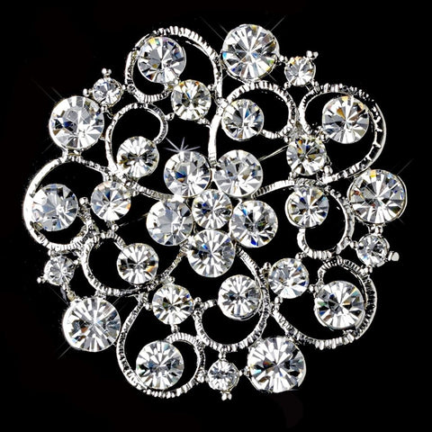 Bridal Wedding Brooch 58 Antique Silver Clear