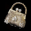 * Gold Clear Rhinestone Bridal Wedding Purse Bridal Wedding Brooch 77