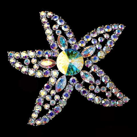 * Bridal Wedding Brooch 78 Antique Silver AB Rhinestone