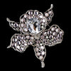 * Antique Silver Clear Light Pink Rhinestone Bridal Wedding Brooch 82