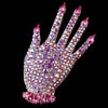 * Antique Silver Pink AB Rhinestone Hand Bridal Wedding Brooch 87