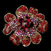 Gold Two Tone Red AB Flower Bridal Wedding Brooch 8779