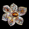 * Gold Light Topaz & Brown AB Rhinestone Bridal Wedding Brooch 8799
