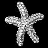 * Antique Silver Clear Rhinestone Starfish Bridal Wedding Brooch 90