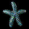 * Antique Silver Green Aurora Borealis Rhinestone Starfish Bridal Wedding Brooch 90