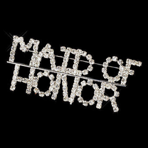 Bridal Wedding Brooch 9004 Silver Maid Of Honor with Rhinestones