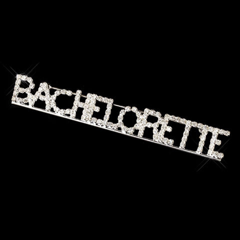 * Bridal Wedding Brooch 9006 Bachelorette Silver with Rhinestones