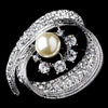 * Radiant Antique Silver with Clear Rhinestones and Ivory Pearls Bridal Wedding Brooch 92
