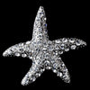 * Antique Silver Clear Rhinestone Starfish Bridal Wedding Brooch 93