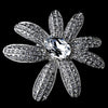 * Antique Silver Clear Rhinestone Flower Bridal Wedding Brooch 95