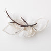 Champagne Mesh Sheer Organza Rhinestone & Pearl Flower Bridal Wedding Hair Clip