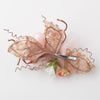 Pink Rose Ivory Sheer Organza Soft Fabric Pearl Flower Bridal Wedding Hair Clip