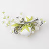 Light Ivory Soft Fabric Flower Bridal Wedding Hair Clip w/ Silver Leaves