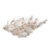 Light Gold Champagne Pearl & Rhinestone Leaf Bridal Wedding Hair Clip 10006