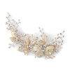 Light Gold Rhinestone Floral Vine Bridal Wedding Hair Clip 10007