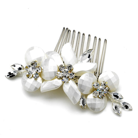 * Classic Floral Swarovski Crystal Bridal Wedding Hair Comb 8244