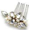 Dazzling Gold Clear Rhinestone & Freshwater Pearl Bridal Wedding Hair Comb 8247