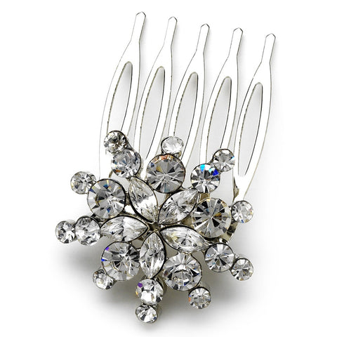 Ravishing Gold Starburst Bridal Wedding Hair Comb w/ Clear Rhinestones 8285