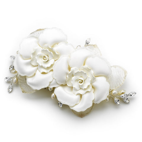 Twin Rose Bridal Wedding Hair Comb 8322