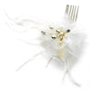 * Lovely Ivory Feather Spray Bridal Wedding Hair Comb w/ Pearls & Rhinestones 8432