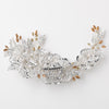 Silver Floral Bridal Wedding Hair Comb with AB & Clear Rhinestones