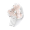 Silver Rhinestone & Light Blush Enameled Floral Accent Bridal Wedding Hair Pin 1517