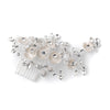 Silver Champagne Enameled Flower Bridal Wedding Hair Comb w/ Rhinestones 5036