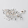 Silver Champagne Enameled Flower Bridal Wedding Hair Comb w/ Rhinestones 5036