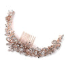 Rose Gold Clear Rhinestone Floral Vine Bridal Wedding Hair Bun Wrap Comb 5096