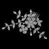Rhodium Clear Rhinestone Floral Bridal Wedding Hair Comb