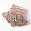 Rose Gold Clear Rhinestone Bridal Wedding Hair Comb 8356