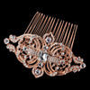 Rose Gold Clear Rhinestone Bridal Wedding Hair Comb 8356