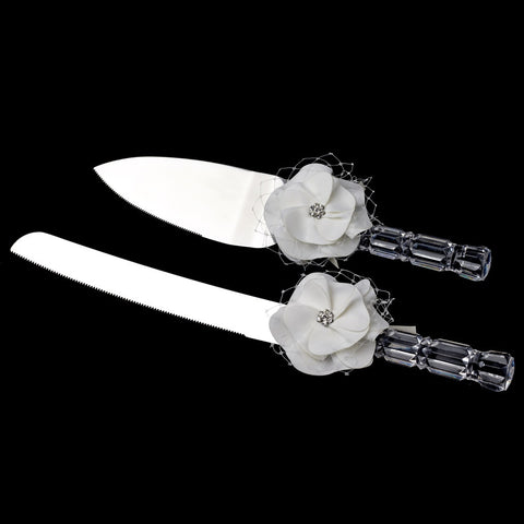Ivory Flower Bridal Weddng Cake Server Set 804