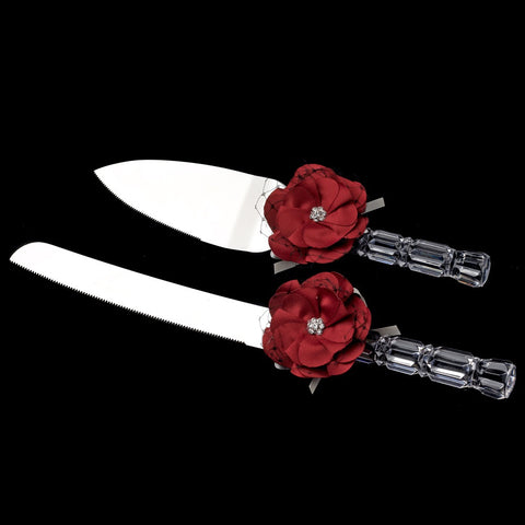 Red Flower Bridal Weddng Cake Server Set 804
