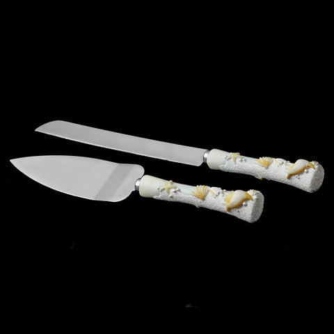 Glistening Beige Beach Bridal Weddng Cake Server Set 409