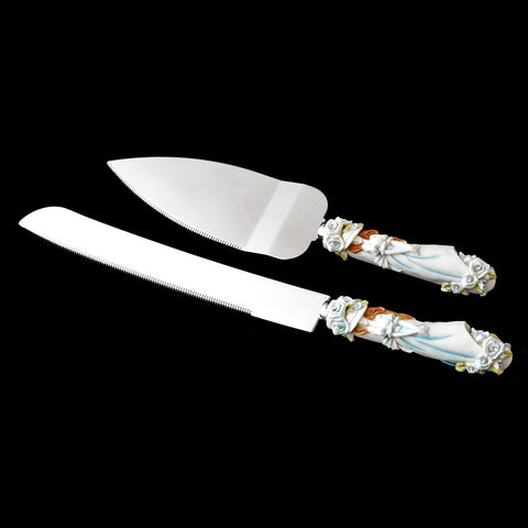 Blue Sweet 15 Girl Wedding Bridal Weddng Cake Server Set 100