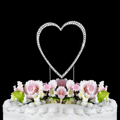 Silver Plated Crystal Wedding Heart Cake Toppers