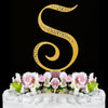 Sparkle ~ Gold Plated Individual Letter Inital Crystal Bridal Wedding Cake Toppers