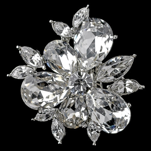 Rhodium Clear Rhinestone Abstract Mini Bridal Wedding Hair Clip 112