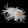 * Ivory & Rum Pink Rose & Feather Bridal Wedding Hair Clip 1665