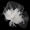 * Rhinestone & Crystal Bead Feather Flower Fascinator Bridal Wedding Hair Clip with Russian Tulle 2542