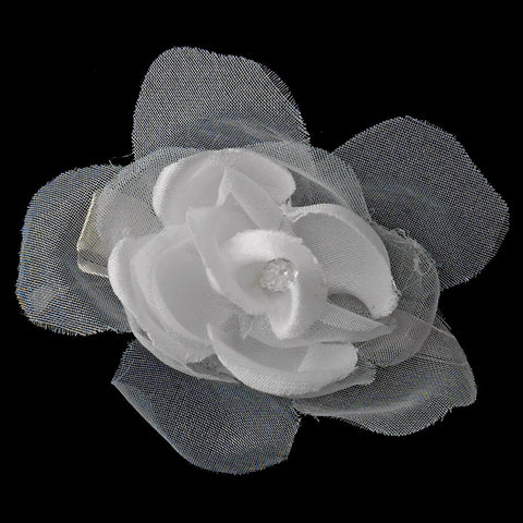 * Petite Organza & Matte Satin Flower Bridal Wedding Hair Clip 2628