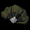 * Peacock Feather Bridal Wedding Hair Clip w/ Rhinestone Cluster 2644